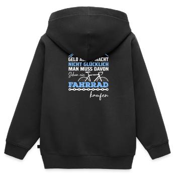 Geld allein macht nicht Gluecklich Fahrrad Bike - Kinder Premium Organic Zip Hoodie - Schwarz - Hinten - AI Model Kid Male (0cm)