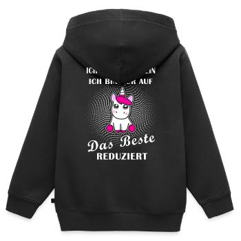 Einhorn auf das beste reduziert cooler Spruch - Kinder Premium Organic Zip Hoodie - Schwarz - Hinten - AI Model Kid Male (0cm)