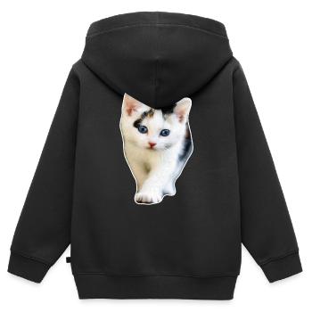 Katze Kätzchen süße Mietzekatze Geschenkidee - Kinder Premium Organic Zip Hoodie - Schwarz - Hinten - AI Model Kid Male (0cm)