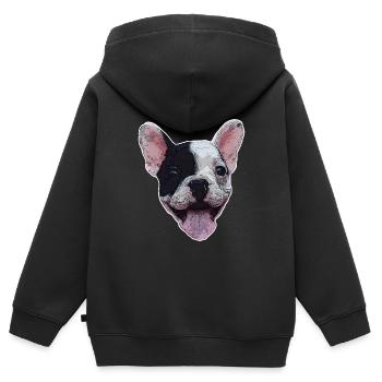 Hundekopf Welpe Bulldogge Geschenk Hundefreund - Kinder Premium Organic Zip Hoodie - Schwarz - Hinten - AI Model Kid Male (0cm)