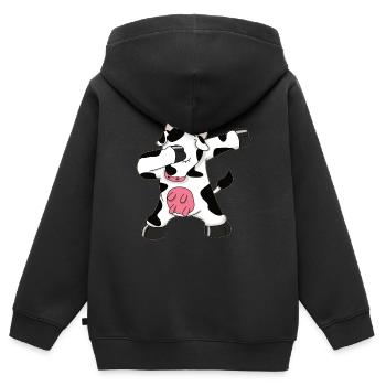 Tamponner la vache - Sweat Premium à capuche zippé enfant bio - noir - Dos - AI Model Kid Male (0cm)
