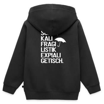 Supercalf fragile expialigetic Marry Poppins - Sweat Premium à capuche zippé enfant bio - noir - Dos - AI Model Kid Male (0cm)