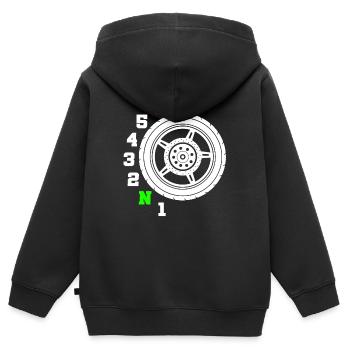 gangschaltung Motorrad - Kinder Premium Organic Zip Hoodie - Schwarz - Hinten - AI Model Kid Male (0cm)