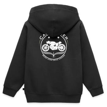cafe racer - Kinder Premium Organic Zip Hoodie - Schwarz - Hinten - AI Model Kid Male (0cm)