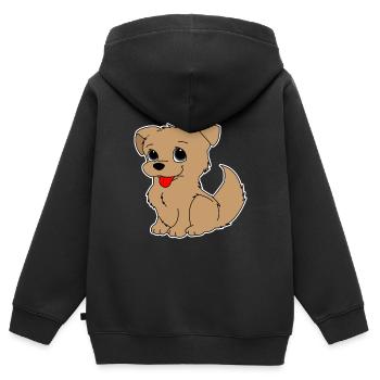 Hund Hündchen Vierbeiner Geschenkidee - Kinder Premium Organic Zip Hoodie - Schwarz - Hinten - AI Model Kid Male (0cm)