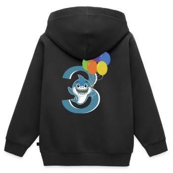 Drei Jahre | 3. Geburtstag | Ich bin schon 3 - Kinder Premium Organic Zip Hoodie - Schwarz - Hinten - AI Model Kid Male (0cm)