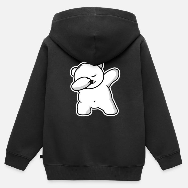 Winter Baer Eisbaer Dab - Sweat Premium à capuche zippé enfant bio - noir