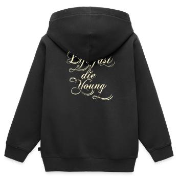 life fast die young - Kinder Premium Organic Zip Hoodie - Schwarz - Hinten - AI Model Kid Male (0cm)