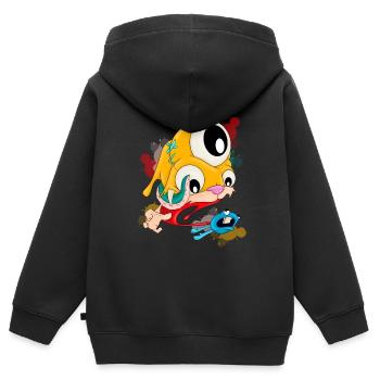 Tentamonster - Kinder Premium Organic Zip Hoodie - Schwarz - Hinten - AI Model Kid Male (0cm)