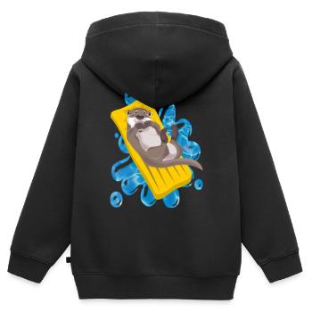 OTTER LEISURE - Kids Premium Organic Zip-up Hoodie - black - Back - AI Model Kid Male (0cm)