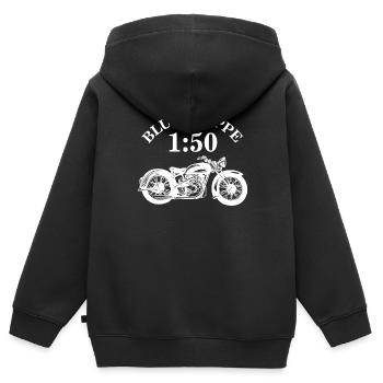 Blutgruppe 1 50 Moped DDR Ossi Ostalgie - Kinder Premium Organic Zip Hoodie - Schwarz - Hinten - AI Model Kid Male (0cm)
