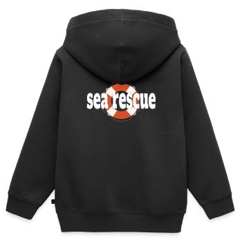 sauvetage en mer bouée de sauvetage sauvetage en mer - Sweat Premium à capuche zippé enfant bio - noir - Dos - AI Model Kid Male (0cm)