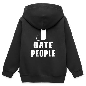 Ich hasse Menschen - Kinder Premium Organic Zip Hoodie - Schwarz - Hinten - AI Model Kid Male (0cm)