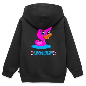 Bademeisterin Quietscheente - Kinder Premium Organic Zip Hoodie - Schwarz - Hinten - AI Model Kid Male (0cm)