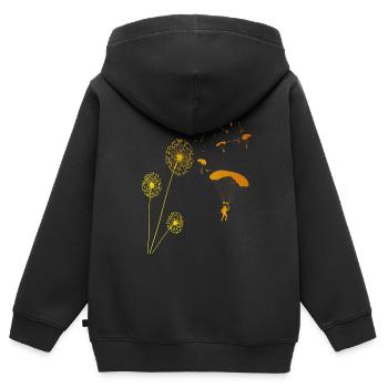 Fallschirm Paragliding Pusteblume Sport Geschenk - Kinder Premium Organic Zip Hoodie - Schwarz - Hinten - AI Model Kid Male (0cm)