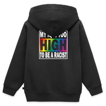 Mon QI est trop élevé pour être un anti-racisme raciste - Sweat Premium à capuche zippé enfant bio - noir - Dos - AI Model Kid Male (0cm)