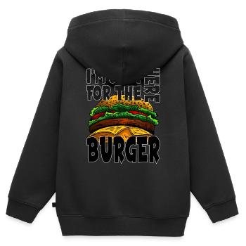 Burger - Sweat Premium à capuche zippé enfant bio - noir - Dos - AI Model Kid Male (0cm)