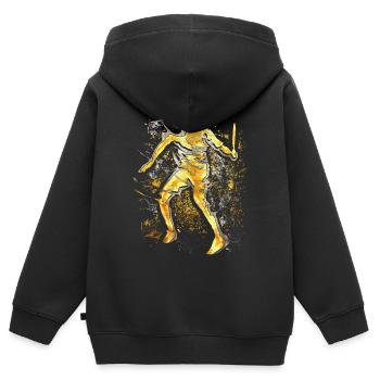 Badminton - Smash - Badminton Joueur - Sweat Premium à capuche zippé enfant bio - noir - Dos - AI Model Kid Male (0cm)