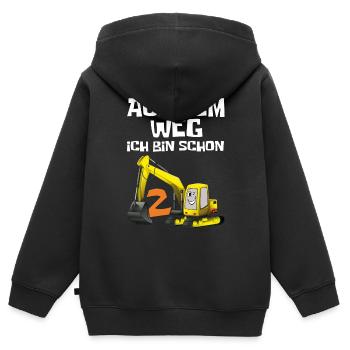 2. Geburtstag 2 Jahre Bagger ich bin schon 2 Jungs - Kinder Premium Organic Zip Hoodie - Schwarz - Hinten - AI Model Kid Male (0cm)