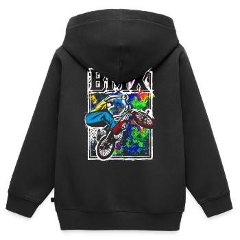 BMX Fahrrad | BMX Rad | Cooles BMX | BMX - Kinder Premium Organic Zip Hoodie - Schwarz - Hinten - AI Model Kid Male (0cm)