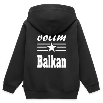 Volim balkan sait - Sweat Premium à capuche zippé enfant bio - noir - Dos - AI Model Kid Male (0cm)