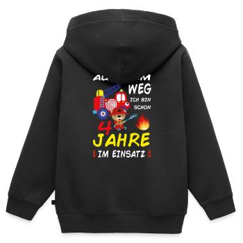 Jungs Geburtstag 4 Jahre Feuerwehrmann Geschenk - Kinder Premium Organic Zip Hoodie - Schwarz - Hinten - AI Model Kid Male (0cm)