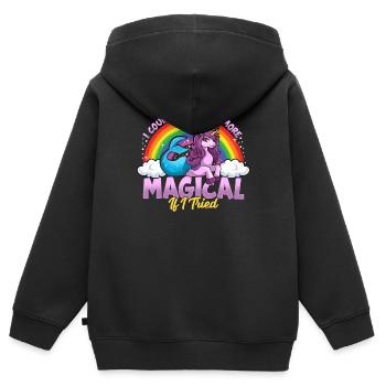 Licorne magique sirène Mernicorn Rainbow - Sweat Premium à capuche zippé enfant bio - noir - Dos - AI Model Kid Male (0cm)