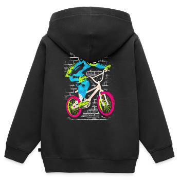 Vélo BMX | BMX coloré - BMX Rider - Sweat Premium à capuche zippé enfant bio - noir - Dos - AI Model Kid Male (0cm)