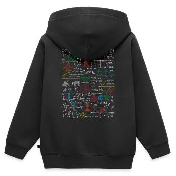 Mathematisches Blatt Lustiger Mathelehrer - Kinder Premium Organic Zip Hoodie - Schwarz - Hinten - AI Model Kid Male (0cm)