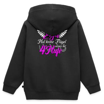 Mein Engel hat 4 Hufe Pferdemädchen Westernreiten - Kinder Premium Organic Zip Hoodie - Schwarz - Hinten - AI Model Kid Male (0cm)