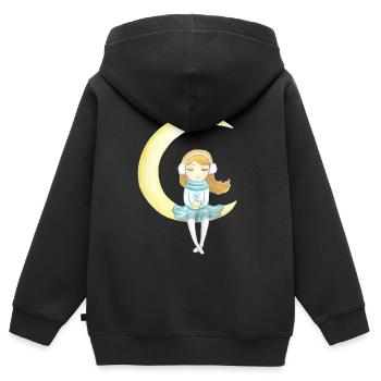 Luna - Kinder Premium Organic Zip Hoodie - Schwarz - Hinten - AI Model Kid Male (0cm)