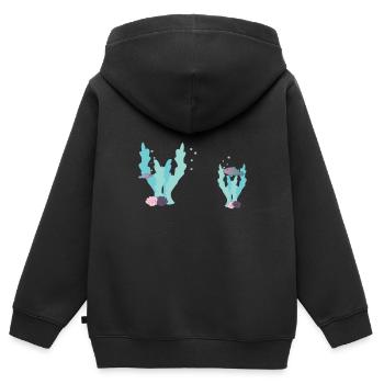 Muscheln und Korallen - Kinder Premium Organic Zip Hoodie - Schwarz - Hinten - AI Model Kid Male (0cm)