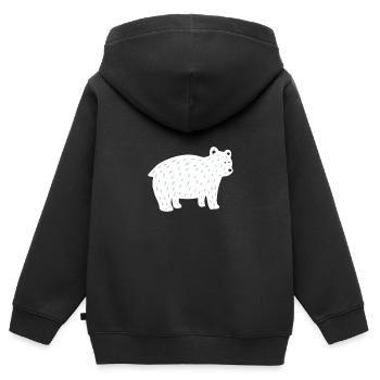 Ours polaire | Bestseller | - Sweat Premium à capuche zippé enfant bio - noir - Dos - AI Model Kid Male (0cm)