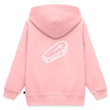 Sarg | Bestseller | - Kinder Premium Organic Zip Hoodie - Rosa - Hinten - AI Model Kid Female (0cm)