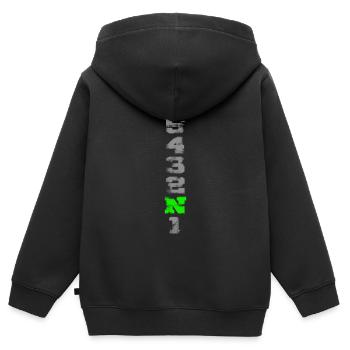 1N23456 used look - Kinder Premium Organic Zip Hoodie - Schwarz - Hinten - AI Model Kid Male (0cm)