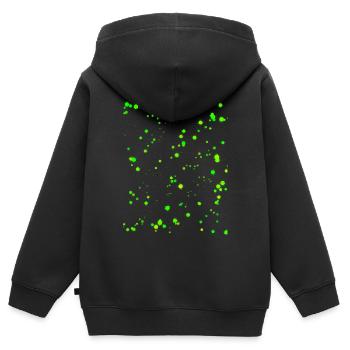 Neongrüne Farbspritzer  - Kinder Premium Organic Zip Hoodie - Schwarz - Hinten - AI Model Kid Male (0cm)