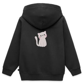 Chat mignon - Sweat Premium à capuche zippé enfant bio - noir - Dos - AI Model Kid Male (0cm)