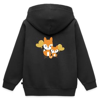 süße Füchse - Kinder Premium Organic Zip Hoodie - Schwarz - Hinten - AI Model Kid Male (0cm)