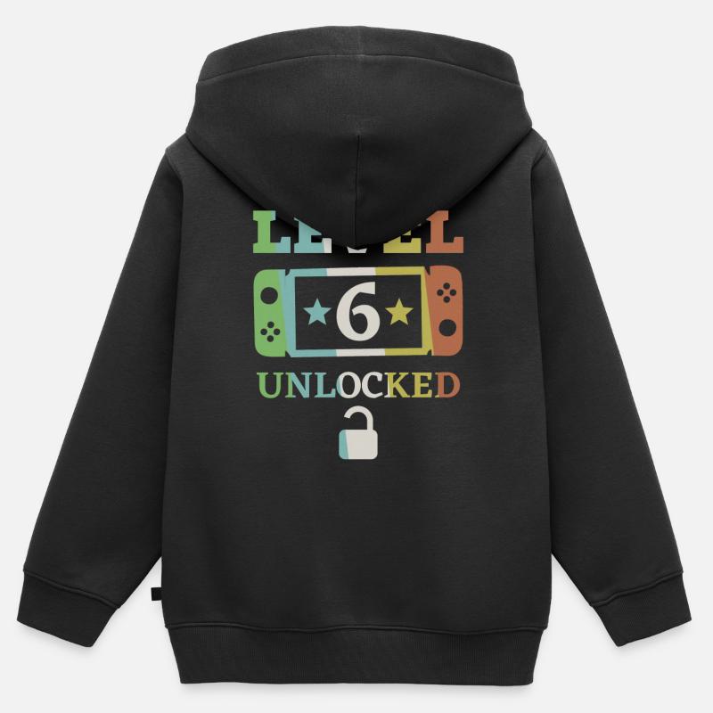 6. Geburtstag Level 6 Unlocked Switch - Kinder Premium Organic Zip Hoodie - Schwarz