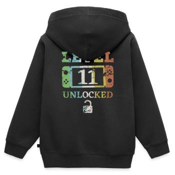 11. Geburtstag Level 11 Unlocked Switch - Kinder Premium Organic Zip Hoodie - Schwarz - Hinten - AI Model Kid Male (0cm)