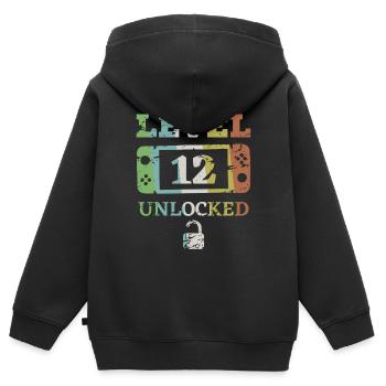 12th Birthday 12-Year-Old Level 12 Gift - Kids Premium Organic Zip-up Hoodie - black - Back - AI Model Kid Male (0cm)