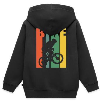 Vélo vélo VTT - Sweat Premium à capuche zippé enfant bio - noir - Dos - AI Model Kid Male (0cm)