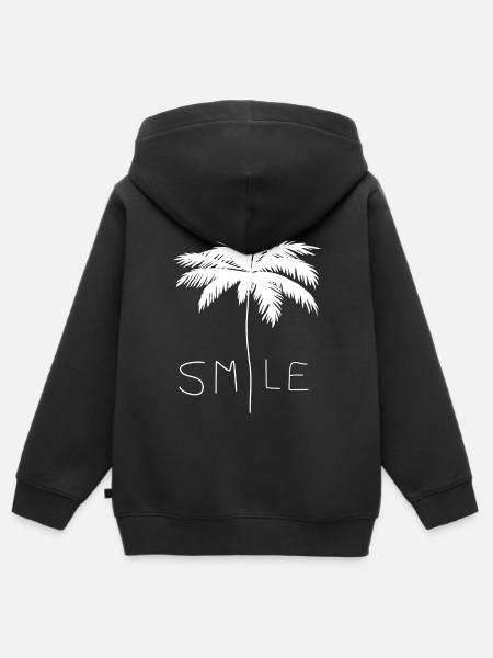 Lächeln Weiße Handfläche - Kinder Premium Organic Zip Hoodie - Schwarz