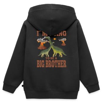 Big Brother Je vais être frère Little Brother - Sweat Premium à capuche zippé enfant bio - noir - Dos - AI Model Kid Male (0cm)
