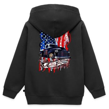 Chevy Vintage V8 Pickup LKW Amerikanisches Design - Kinder Premium Organic Zip Hoodie - Schwarz - Hinten - AI Model Kid Male (0cm)