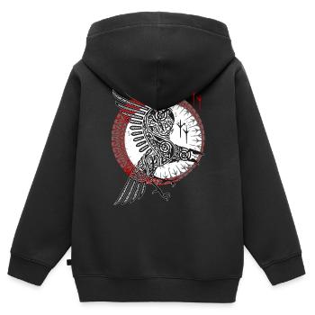 NORSE RAVEN - Walhalla Raben Wikinger - Sweat Premium à capuche zippé enfant bio - noir - Dos - AI Model Kid Male (0cm)