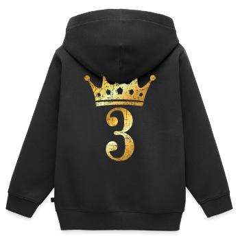 Krone Nummer 3 (Vintage Goldgelb) 3. Geburtstag - Kinder Premium Organic Zip Hoodie - Schwarz - Hinten - AI Model Kid Male (0cm)