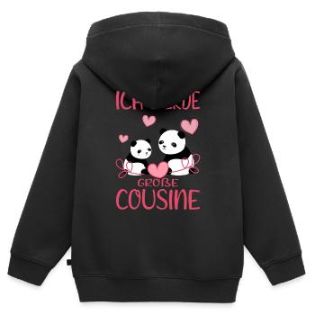 Cousine Ich werde große Cousine Cousinen Pandas - Kinder Premium Organic Zip Hoodie - Schwarz - Hinten - AI Model Kid Male (0cm)