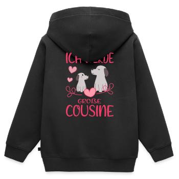 Cousine Ich werde große Cousine Hunde Cousinen - Kinder Premium Organic Zip Hoodie - Schwarz - Hinten - AI Model Kid Male (0cm)