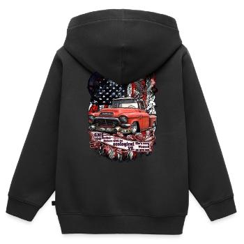 American GMC V8 écologique power pick-up - Sweat Premium à capuche zippé enfant bio - noir - Dos - AI Model Kid Male (0cm)
